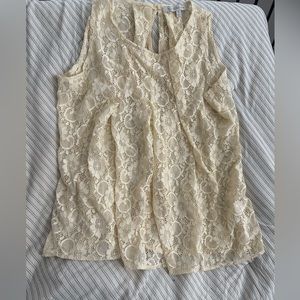 Cream Daisy fuentes lace see thru tank top